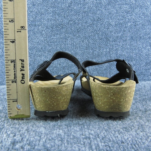 Spring Step Women Flip Flop Sandal Shoes Black Patent Leather Size 38 Medium - Picture 5 of 9